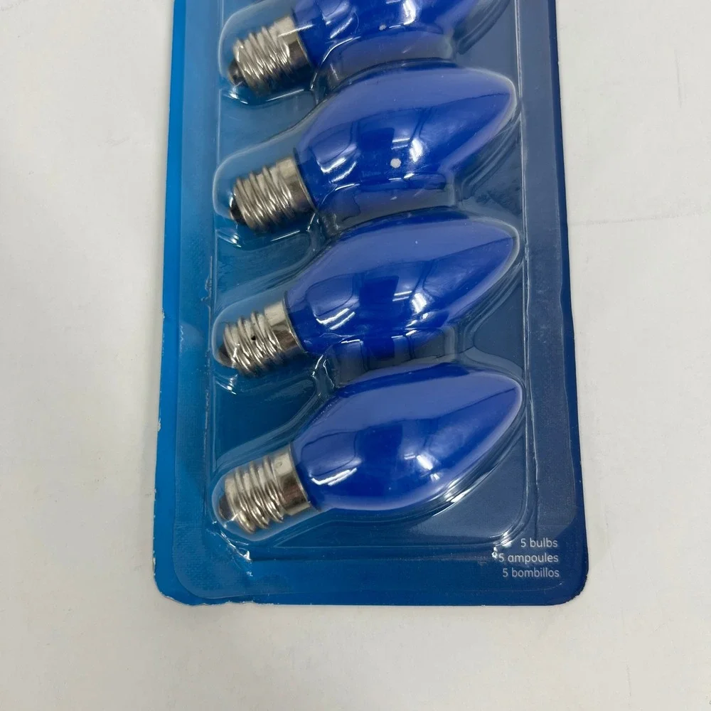 GE C-7 Glow Bright Blue Replacement Bulbs 5W Candelabra Base 5 Pack 0394495‎